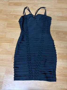 Black Strappy Bandage Bodycon Dress - Unbranded